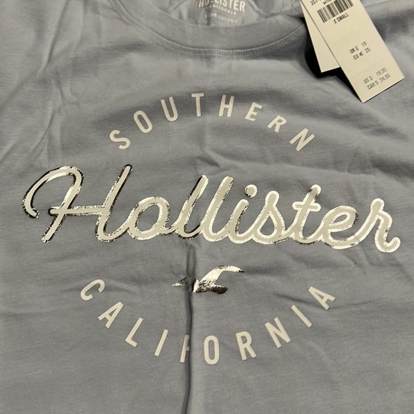 Hollister Print Logo Graphic Tee Womens XS Light Blue - Picture 6 of 8